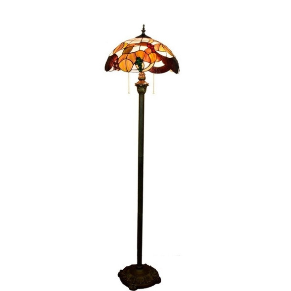 YWXLight Vintage Garden Grape Art Floor Lamp Lighting Creative Stained Glass Lampshade Living Room Dining Room Bedroom Decoration Lamp (EU Plug)