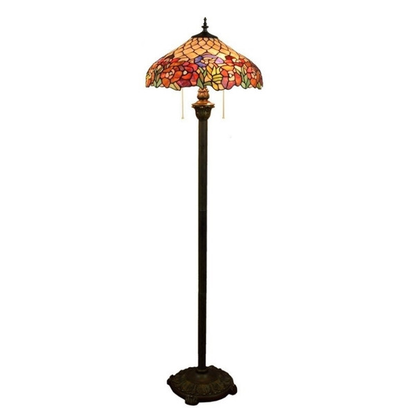 YWXLight Rose Glass Lampshade Floor Lamp Retro Living Room Dining Room Bedroom Bar Club Decoration Lamp (UK Plug)