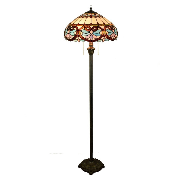 YWXLight Retro Glass Mosaic Lampshade Floor Lamp Living Room Dining Room Bedroom Decoration Light (UK Plug)