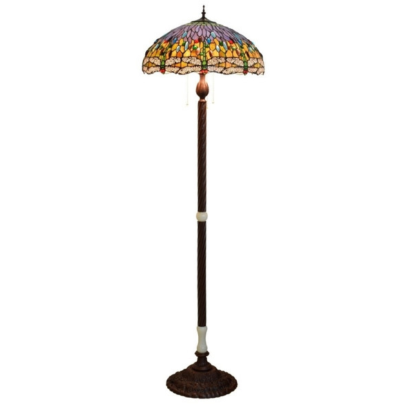 YWXLight Stained Glass Lampshade Living Room Dining Room Bar Decoration Floor Lamp (US Plug)