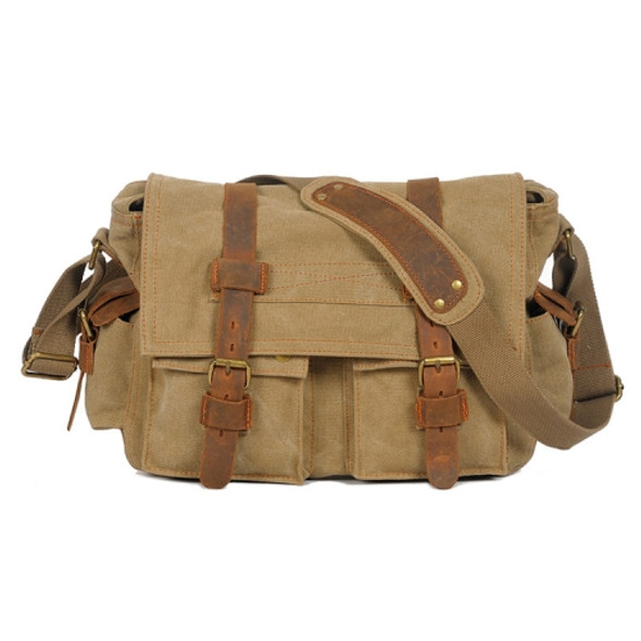 AUGUR 2138 Men Casual Canvas Shoulder Messenger Crossby Bag (Yellowish-brown)