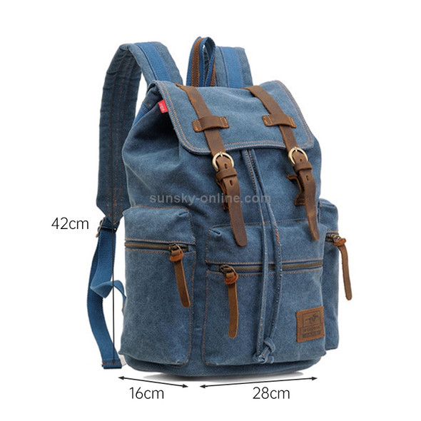 AUGUR 1039 Men Retro Canvas Backpack Shoulders Laptop Bag(Blue)