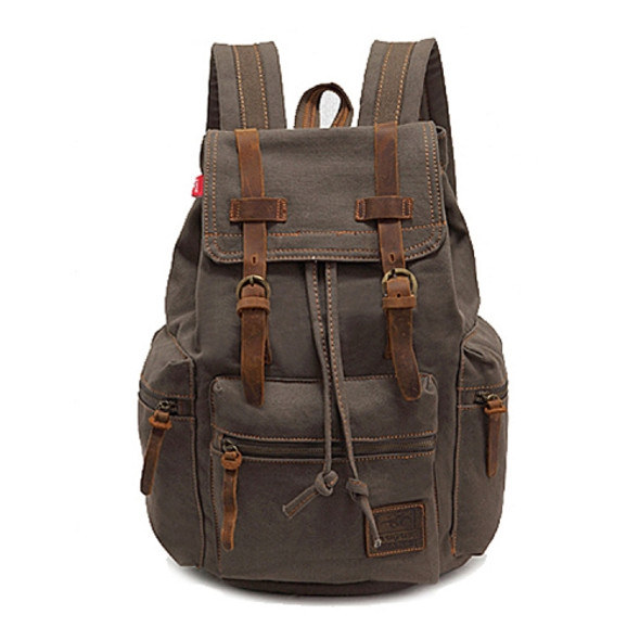 AUGUR 1039 Men Retro Canvas Backpack Shoulders Laptop Bag(Army Green)