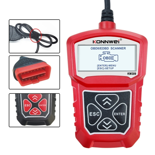 KONNWEI KW309 V309 V310 MS309 Code Reader OBD2 Scanner Diagnostic Tool(Red)