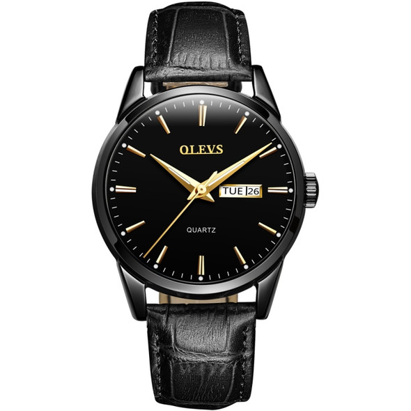 OLEVS 6898 Men Fashion Waterproof Dual Calendar Quartz Watch(Black)