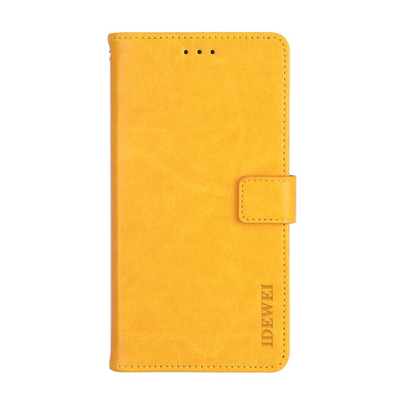 For HTC U12+ idewei Crazy Horse Texture Horizontal Flip Leather Case with Holder & Card Slots & Wallet(Yellow)