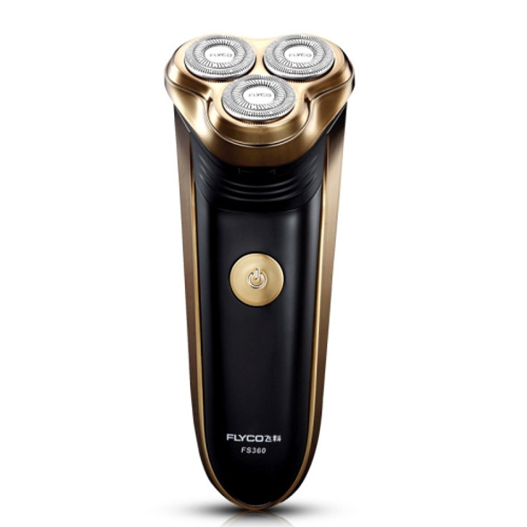 FLYCO 220V Double Ring Three Head Rotary Electric Rechargeable Shaver For Men(Black+Gold)