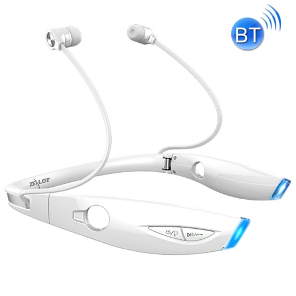 Zealot H1 Bluetooth 4.0 Noise Cancelling Stereo Neckband Headset For iPhone, Galaxy, Huawei, Xiaomi, LG, HTC and Other Smart Phones(White)