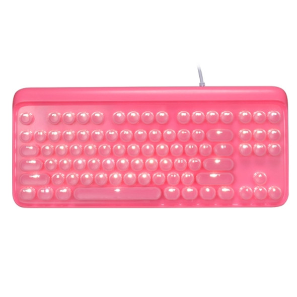 MSEZ HJK916-3 104-keys Round Ice Crystal Two-color Punk Keycap White Backlit Wired Mechanical Gaming Keyboard(Pink)