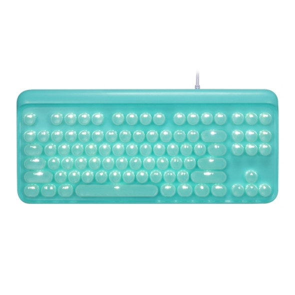 MSEZ HJK916-3 104-keys Round Ice Crystal Two-color Punk Keycap White Backlit Wired Mechanical Gaming Keyboard(Cyan)