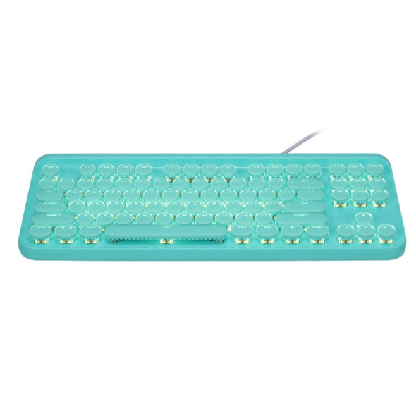 MSEZ HJK916-3 104-keys Round Ice Crystal Two-color Punk Keycap White Backlit Wired Mechanical Gaming Keyboard(Cyan)