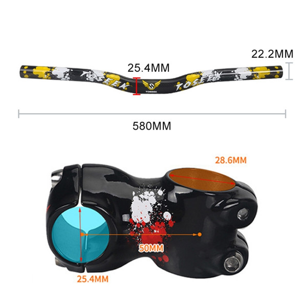 TOSEEK Carbon Fiber Children Balance Bike Bent Handlebar, Size: 580mm (Yellow)