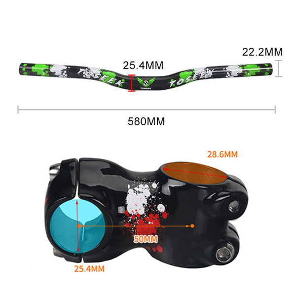 TOSEEK Carbon Fiber Children Balance Bike Bent Handlebar, Size: 580mm (Green)