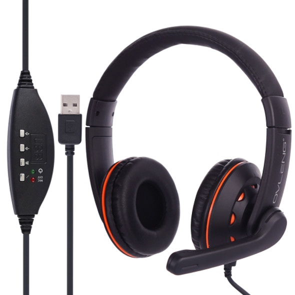 OVLENG Q5 Stereo Headset with Mic & Volume Control Key for Computer, Cable Length: 2m(Orange)