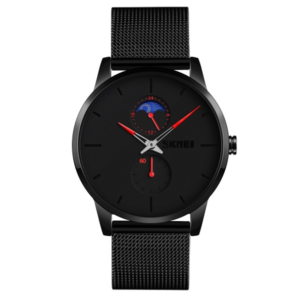 Skmei 9208 Moon Phase Quartz Watch Casual Simple Business Sports Watch for Men(Red)