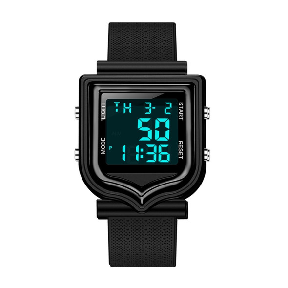 SANDA 388 Fashionable Square Outdoor Sports Leisure Watch Men's And Women's Multi-Functional Waterproof Luminous Electronic Watch(Black)