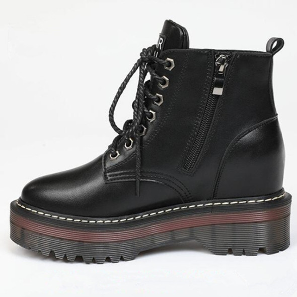 Women Handsome Wild Thin and Thick Martin Boots, Size:34(Increased leather surface)