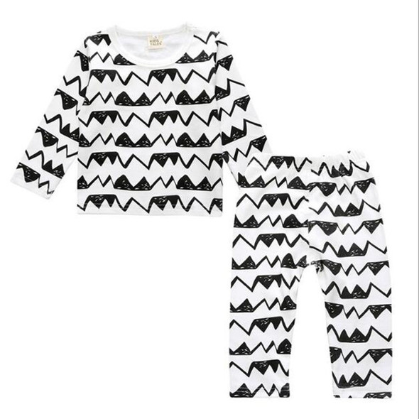 Children Cartoon Cotton Underwear Care Belly Pajamas Set, Size:XL(Black Wave)