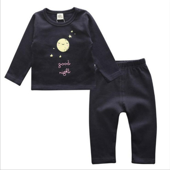 Children Cartoon Cotton Underwear Care Belly Pajamas Set, Size:XL(Blue Evening)