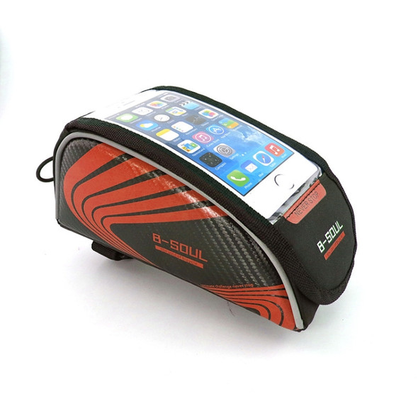 2 PCS B-SOUL Mountain Bike Beam Upper Tube Bag Bilateral Bag Touch Screen Mobile Phone Bag(Red)