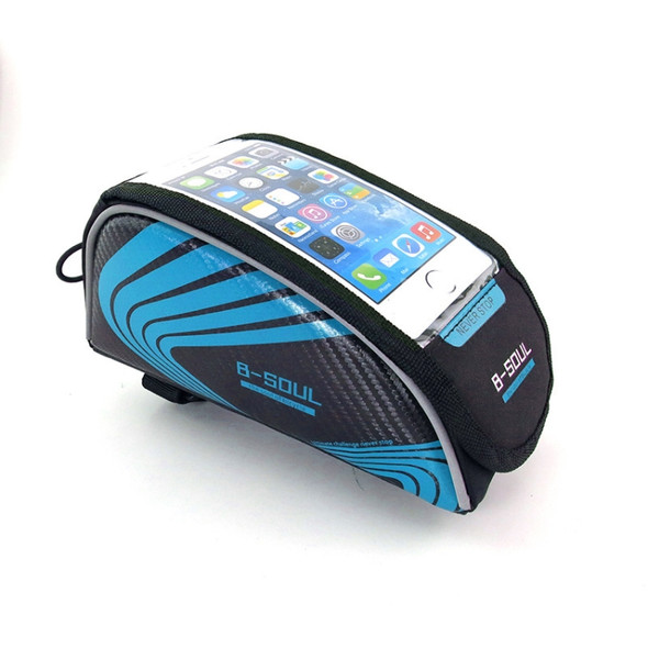 2 PCS B-SOUL Mountain Bike Beam Upper Tube Bag Bilateral Bag Touch Screen Mobile Phone Bag(Blue)