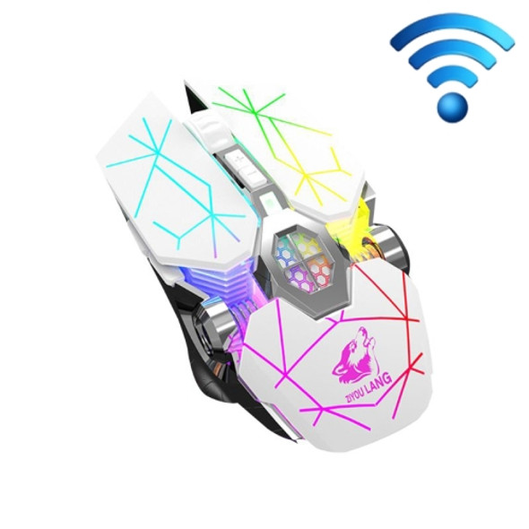 FREEDOM-WOLF X13 2400 DPI 6 Keys Wireless Charging Silent Water-cooled Luminous Mechanical Gaming Mouse( Star White)