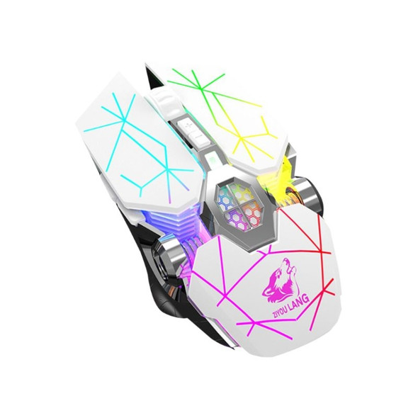 FREEDOM-WOLF X13 2400 DPI 6 Keys Wireless Charging Silent Water-cooled Luminous Mechanical Gaming Mouse( Star White)