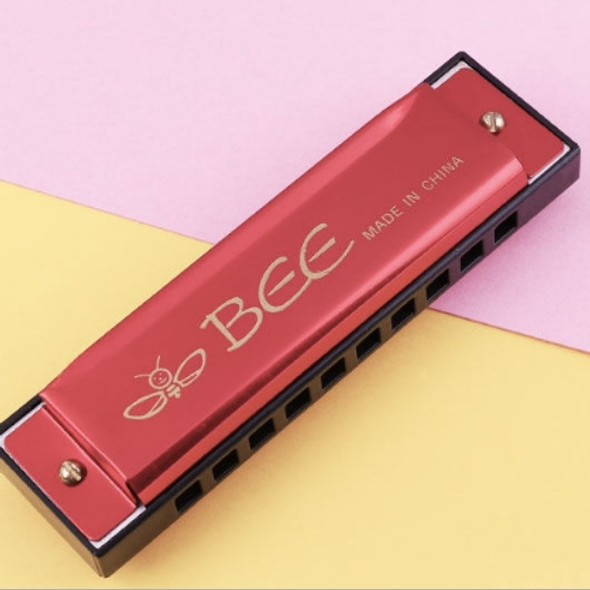 BEE 10-holes Dual-tones C Tone Brace Harmonica(Red)