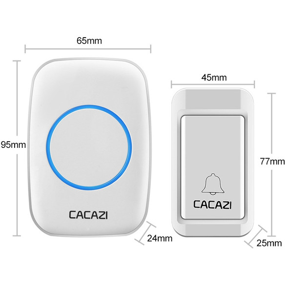 CACAZI A10G One Button One Receivers Self-Powered Wireless Home Cordless Bell, EU Plug(White)