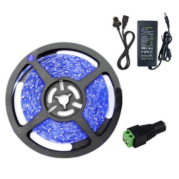 YWXLight UK Plug LED Strip Lamp 300 LED 5M SMD 5050 2A Power Adapter(Blue)