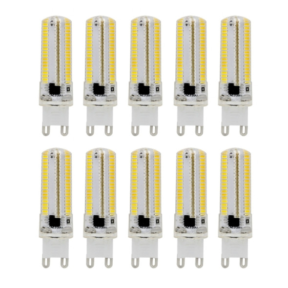 10 PCS G9 7W 3014 SMD 152 LEDs Warm White Dimmable Silicone Corn Bulb Energy Saving Lamp, AC 220V