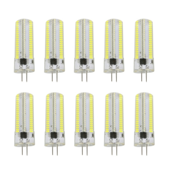 10 PCS G4 7W 152 LEDs 3014 SMD 600-700 LM Cold White Dimmable Silicone LED Corn Bulbs, AC 110V