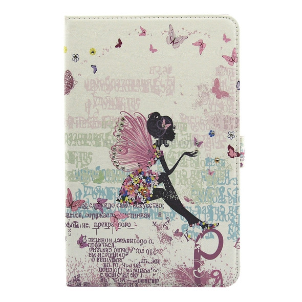 For Galaxy Tab A 10.1 (2016) / P580 Butterfly Fairy Pattern Diamond Encrusted Horizontal Flip Leather Case with Holder