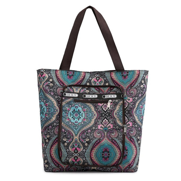 Foldable Printed Flower Pattern Handbag  for Women(Ethnic)