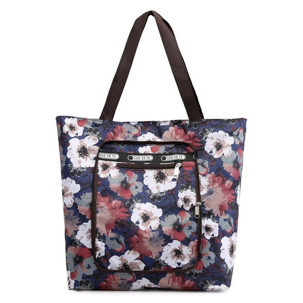 Foldable Printed Flower Pattern Handbag  for Women (Ink Flower)