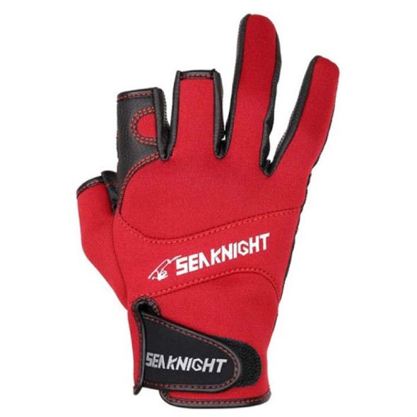 SeaKnight SK03 Fishing Gloves Waterproof Breathable Lure Anti-skid Wear-resistant Fishing Equipment, Size:XL (Black+Red)