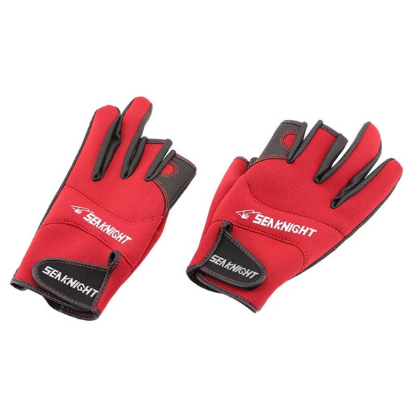 SeaKnight SK03 Fishing Gloves Waterproof Breathable Lure Anti-skid Wear-resistant Fishing Equipment, Size:XL (Black+Red)