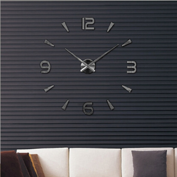 Bedroom Home Decoration Watch Frameless 3D Mirror Large DIY Wall Sticker Mute Clock, Size: 100*100cm(Black)