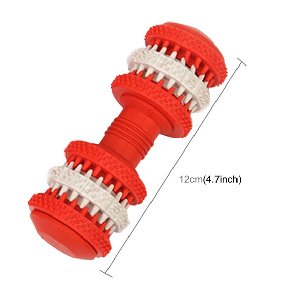 Dog Toy  for Pets Tooth Cleaning Chewing Dumbbells Shape Toys of Non-Toxic Soft Rubber , Small Size,Length:12cm(Red)