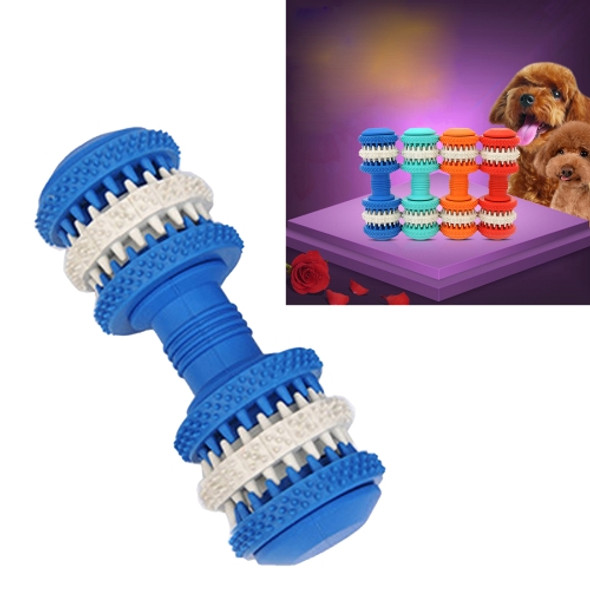 Dog Toy  for Pets Tooth Cleaning Chewing Dumbbells Shape Toys of Non-Toxic Soft Rubber , Small Size,Length:12cm(Blue)