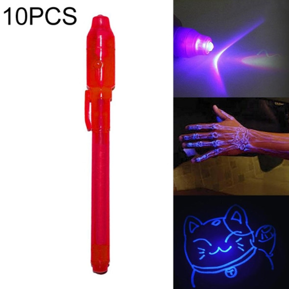 10 PCS Creative Magic UV Light Invisible Ink Pen Marker Pen(Red)