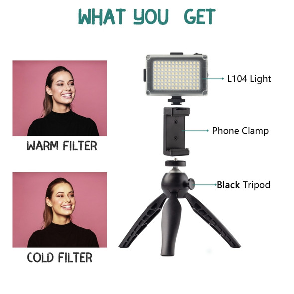 ADAI VK-02 Live Broadcast Video Shooting Mobile Phone LED Fill Light Tripod Set for 3.5mm Audio Input Device(Black)