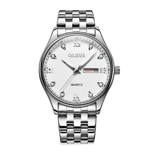 OLEVS 5570 Men Fashion Business Style Waterproof Quartz Watch(White)