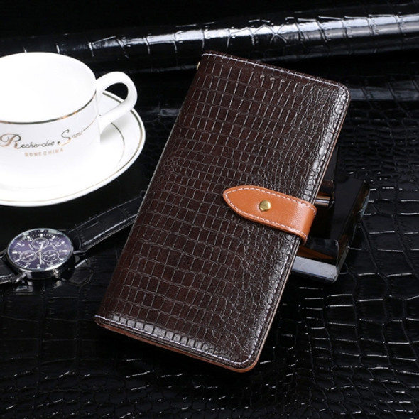 For HTC Desire 19 Plus idewei Crocodile Texture Horizontal Flip Leather Case with Holder & Card Slots & Wallet(Dark Brown)