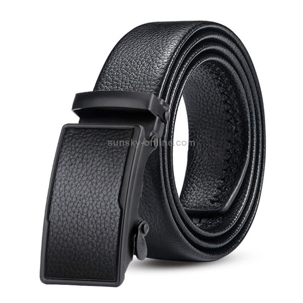 Dandali GD828 Litchi Texture Overpass Men Automatic Buckle Leather Belt Waistband, Length: 120cm