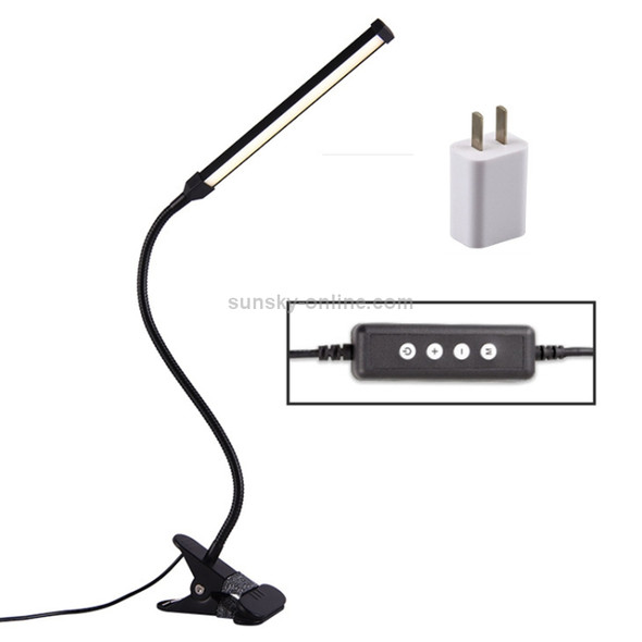 LED Desk Lamp 8W Folding Adjustable USB Charging Eye Protection Table Lamp, USB Charge Version + Power Plug(Black)
