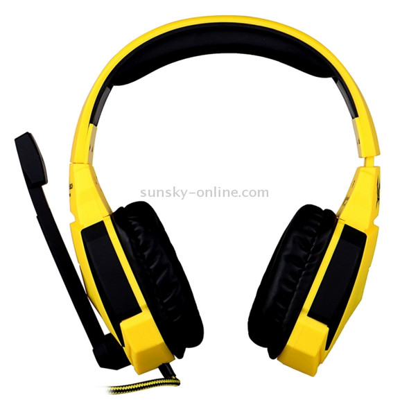 KOTION EACH G4000 USB Version Stereo Gaming Headphone Headset Headband with Microphone Volume Control LED Light for PC Gamer,Cable Length: About 2.2m(Black Yellow)