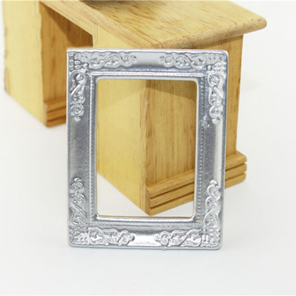 Doll House Toy Accessories Miniature Decorative Pattern Frame(Silver)