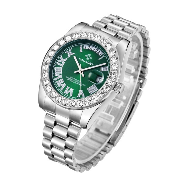 CAGARNY 6866 Fashion Life Waterproof Silver Steel Band Quartz Watch(Green)