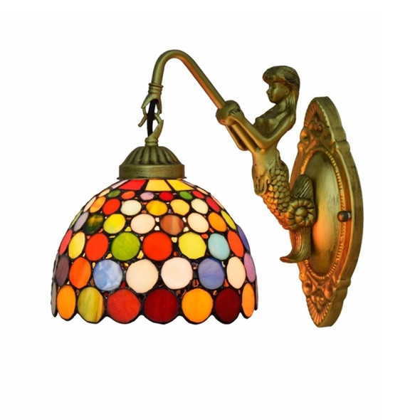 YWXLight Balcony Retro Stained Glass Living Room Dining Room Bedroom Bar Club Aisle Wall Lamp (EU Plug)